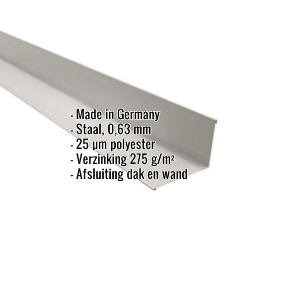Wandafwerking Zilver-Metallic, 0,63 mm staal, met ingebedde specificaties