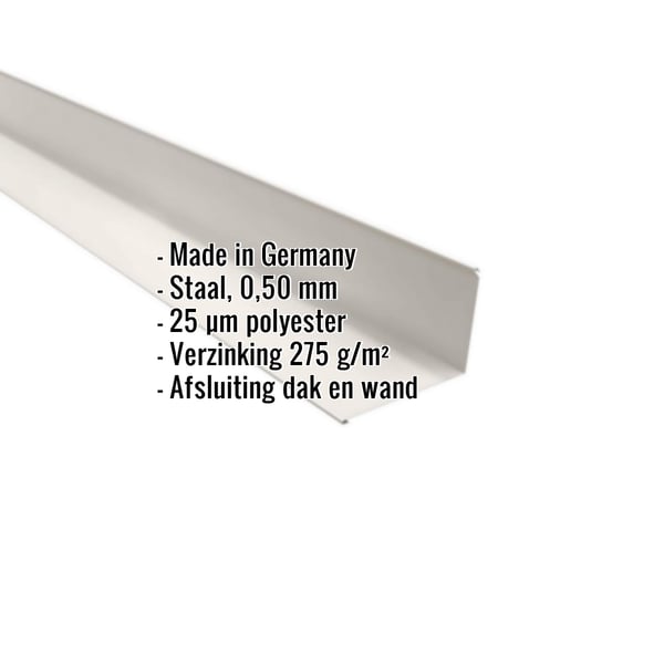 Wandafwerking Zuiverwit RAL 9010, 0,50 mm staal, met ingebedde productgegevens