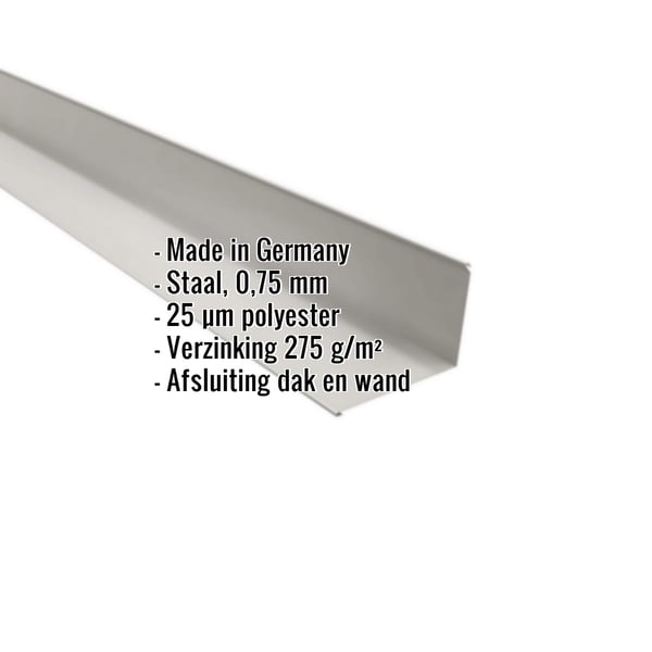 Wandaansluiting Zilver-Metallic, staal 0,75 mm, 25 µm polyester, met productdetails