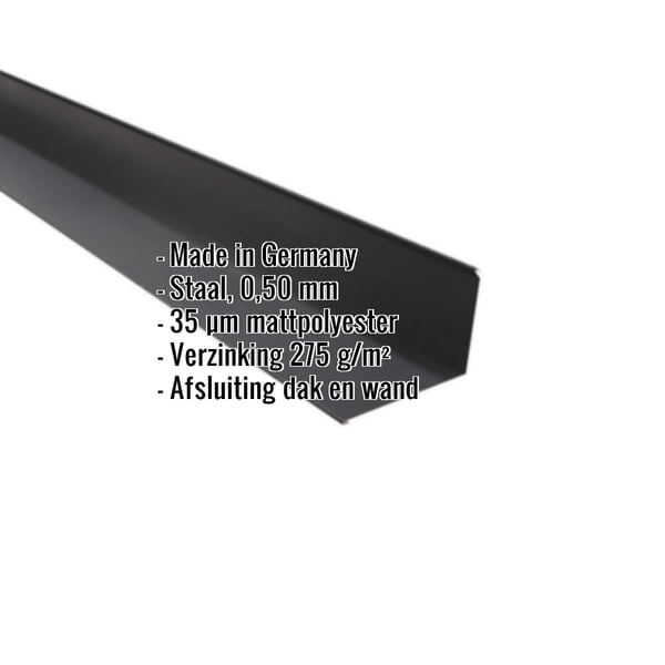 Wandafwerking staal 0,50 mm mat polyester donkergrijs met ingebedde productgegevens