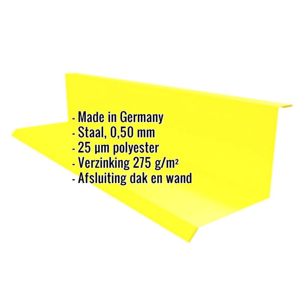 Wandafwerking Type 1 Koolzaadgeel met ingebedde gegevens: Staal, 0,50 mm, 25 µm polyester, Verzinking 275 g/m²