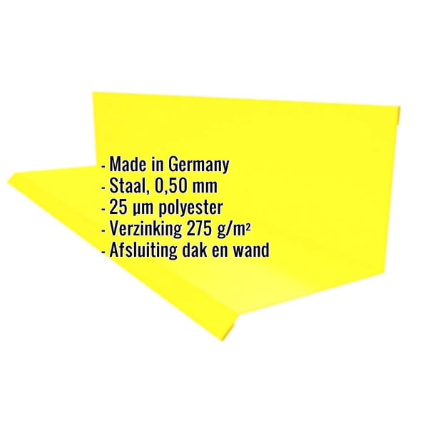 Wandafwerking Type 2 Koolzaadgeel met ingebedde productdetails zoals materiaal, dikte en coating