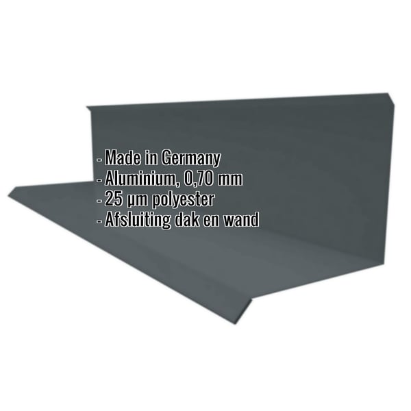 Wandaansluiting type 3 van antracietgrijs aluminium met polyestercoating, productinformatie getoond