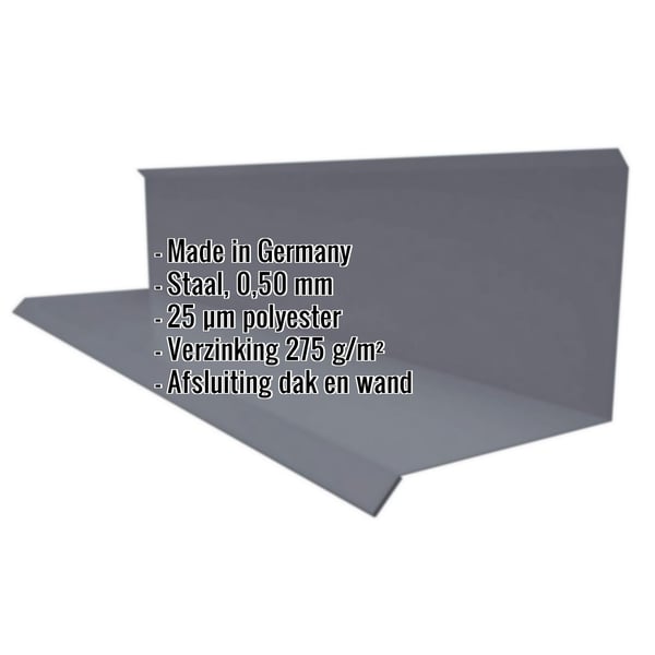Wandafwerking type 3 van staal, Grafietgrijs RAL 7024, met ingebedde productgegevens