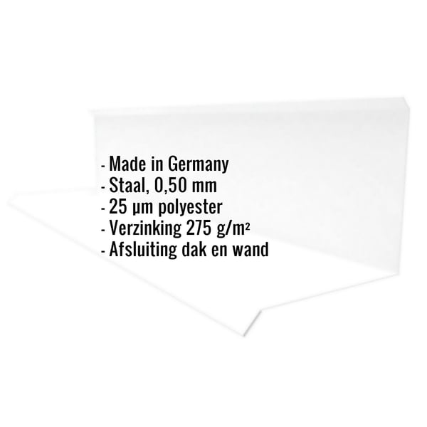 Infographic: Muuraansluiting type 3 van staal, 0,50 mm, 25 µm polyestercoating, met specificaties