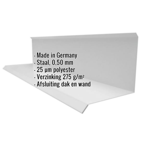 Wandaansluiting type 3 van staal 0,50 mm Zilver-Metallic, met ingebedde specificaties
