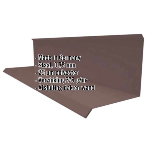 Wandafwerking Type 3, staal 0,75 mm, RAL 8017 chocoladebruin, met ingebedde specificaties
