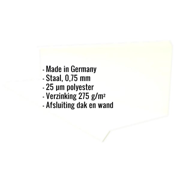 Wandafwerking Type 3 van staal, 0,75 mm, Grijswit RAL 9002, met ingebedde specificaties