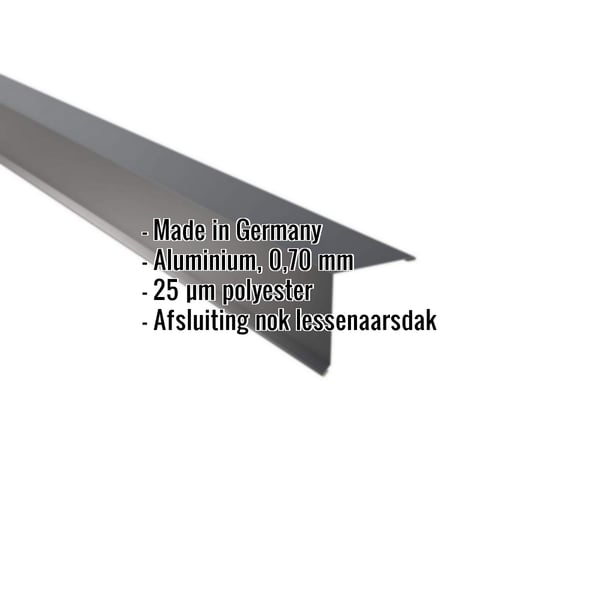 Lessenaarsdak nokafsluiting aluminium antracietgrijs met ingebedde gegevens Made in Germany, 0,70 mm, 25 µm polyester