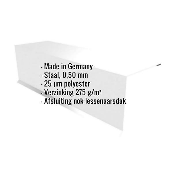 Lessenaarsdakafsluiting Lichtgrijs RAL 7035, 0,50 mm staal, met ingebouwde gegevens