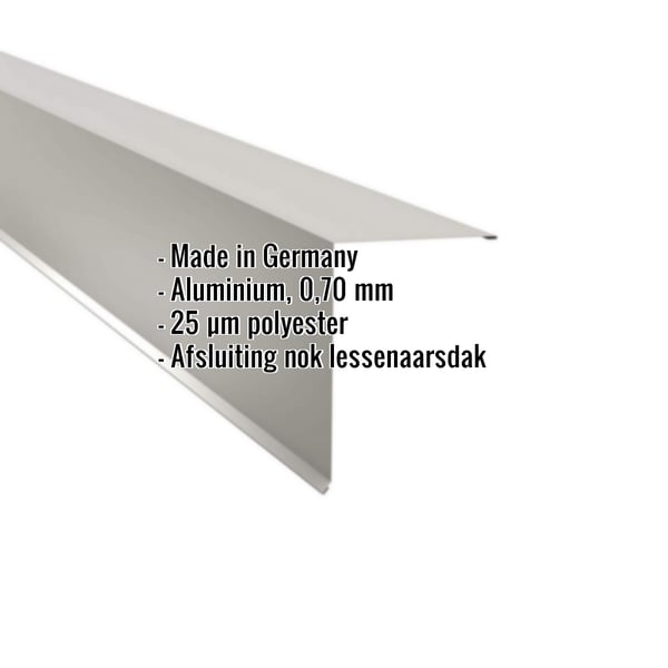 Lessenaarsdak nokafsluiting aluminium Zilver-Metallic met ingebedde gegevens Made in Germany, 0,70 mm, 25 µm polyester
