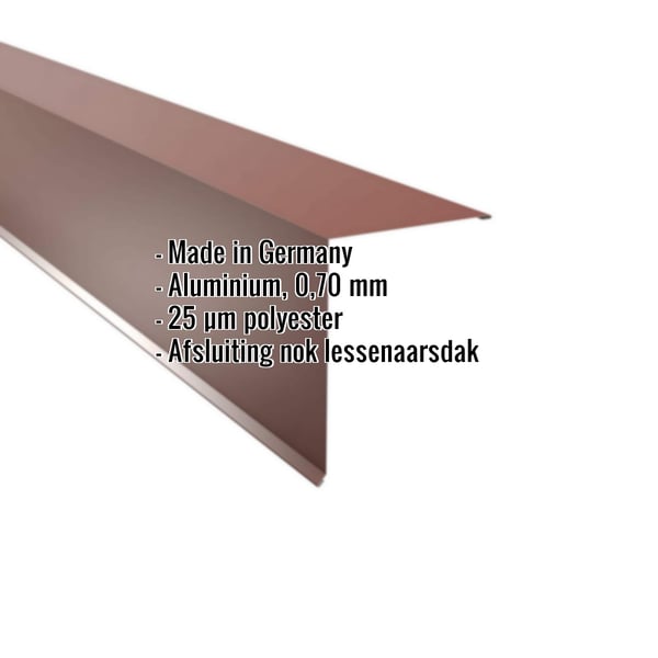 Lessenaarsdak afwerking aluminium 0,70 mm Roodbruin (RAL 8012) met productgegevens