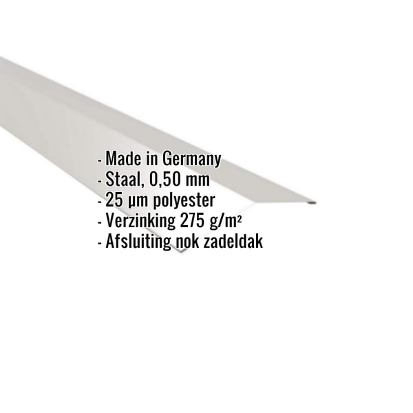 Nokstuk plat, Lichtgrijs RAL 7035, met ingebedde productgegevens zoals materiaal en dikte