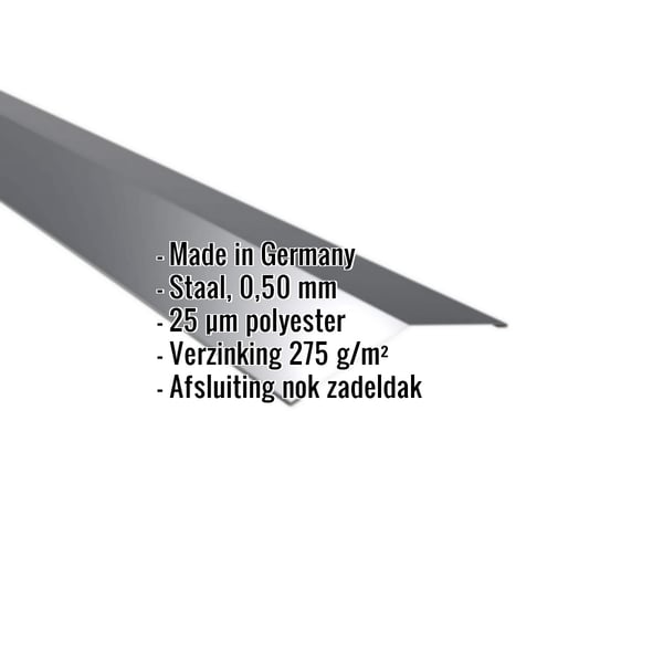 Nokvorst plat, Antracietgrijs, 0,50 mm staal, met ingebedde productgegevens