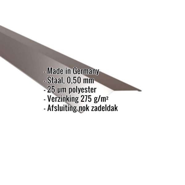 Nokvorst plat Sepiabruin, 0,50 mm staal, met ingebedde productgegevens