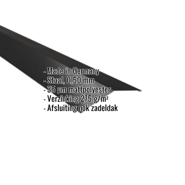 Nokvorst vlak 14,5x14,5 cm, zwart mat, met ingebedde productgegevens zoals materiaal en coating