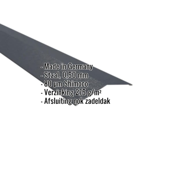 Nokvorst plat, 0,50 mm staal, Antracietgrijs (RAL 7016), 80 µm Shimoco coating, met ingebedde productdetails