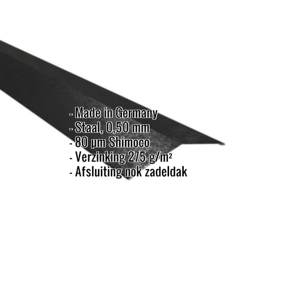 Nokvorst plat Gitzwart RAL 9005 met 80 µm Shimoco coating, productdetails weergegeven