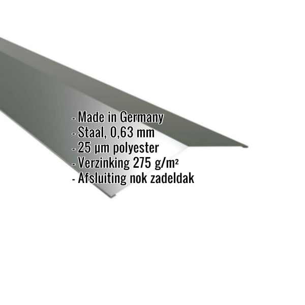 Nokvorst plat, Chroomoxydegroen, met ingebedde specificaties voor materiaal, dikte en coating