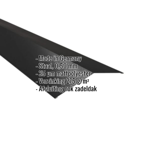 Nokvorst plat, staal 0,50 mm, zwart matpolyester, met ingebedde productgegevens