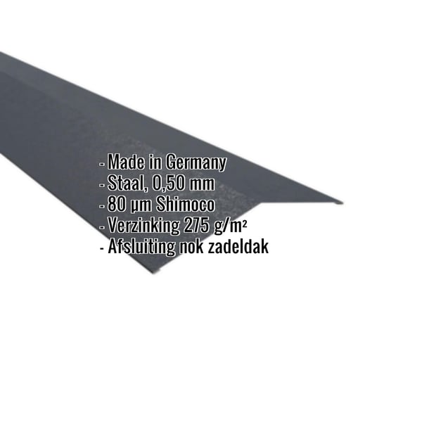 Nokvorst plat, Antracietgrijs RAL 7016, 0,50 mm staal, met ingebedde productgegevens