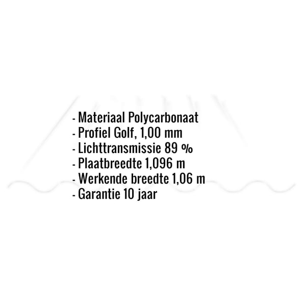 Polycarbonaat lichtplaat golf 177/51, 1,00 mm, helder, met ingebouwde productgegevens