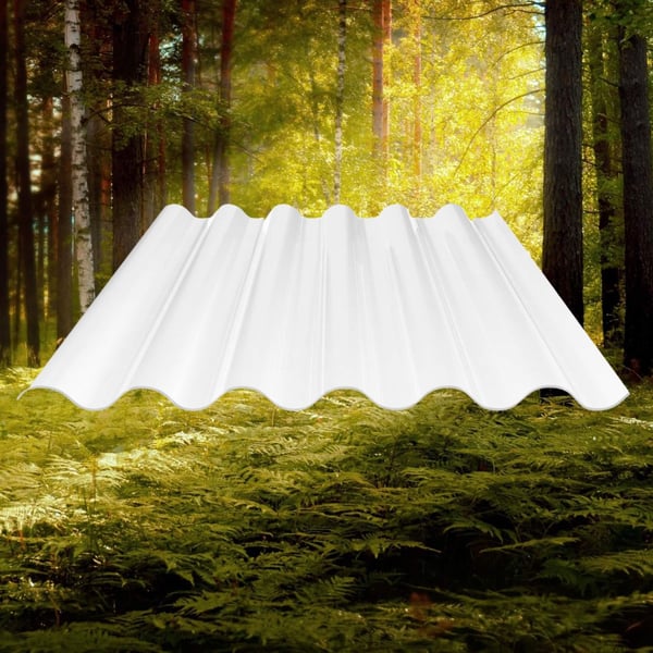 Polycarbonaat lichtplaat golf 177/51, 1,00 mm, helder, in het bos als toepassingsvoorbeeld