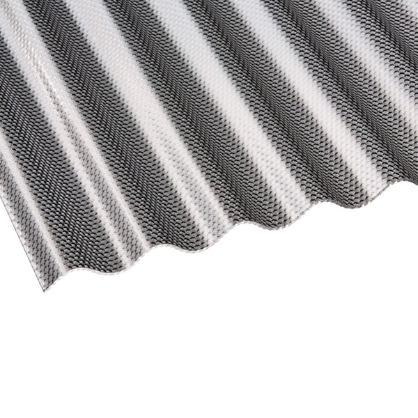 Polycarbonaat golfplaat 76/18, grafiet, met honingraatstructuur en golfprofiel van bovenaf