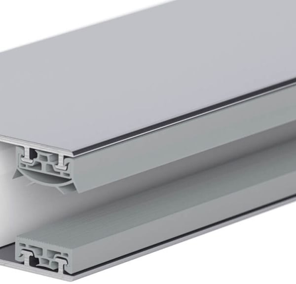 Detail van een aluminium verbindingsprofiel voor 10 mm dubbelwandige platen