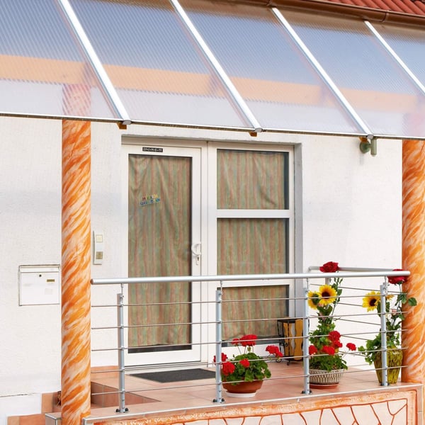 Polycarbonaat kanaalplaten 10 mm, helder, als overkapping voor entree