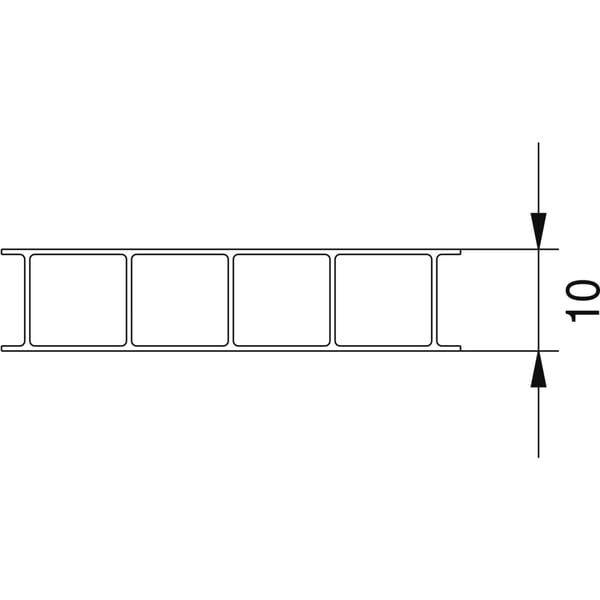 Polycarbonaat kanaalplaat 10 mm, technische tekening van de dwarsdoorsnede