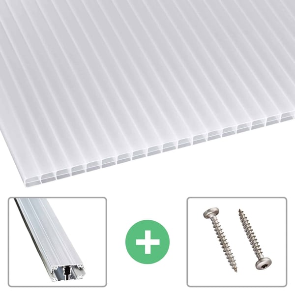 Polycarbonaat kanaalplaat | 16 mm | Profiel A1 | Voordeelpakket | Plaatbreedte 98 cm | Opaal wit | Blueline | Breedte 3,08 m | Lengte 7,00 m
