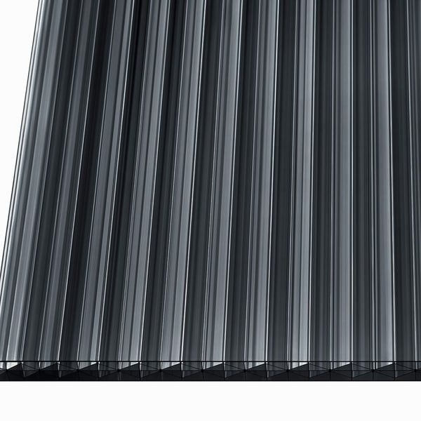 Polycarbonaat kanaalplaat | 16 mm | Profiel A4 | Voordeelpakket | Plaatbreedte 98 cm | Grafiet | X-Structuur | Breedte 7,12 m | Lengte 2,00 m