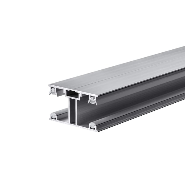 Detail van een aluminium profiel voor de montage van polycarbonaat lichtplaten