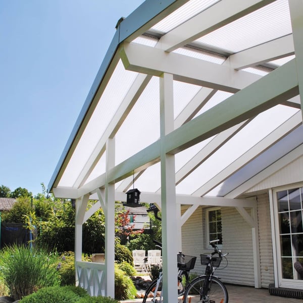 Polycarbonaat kanaalplaat | 16 mm | Profiel Mendig | Voordeelpakket | Plaatbreedte 98 cm | Opaal wit | Breedte 3,09 m | Lengte 4,50 m