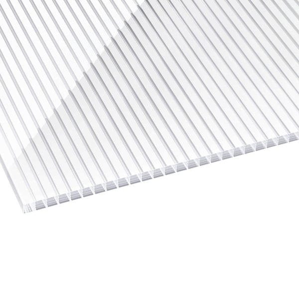 Polycarbonaat kanaalplaat 16 mm, helder/wit gestreept, bovenaanzicht schuin
