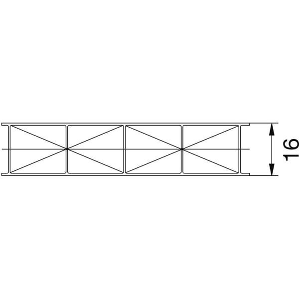 Polycarbonaat kanaalplaat | 16 mm | Breedte 98 cm | Opaal wit | X-Structuur | 3,00 m