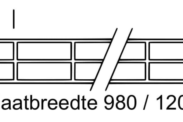 Technische tekening van de polycarbonaat kanaalplaat 16 mm met afmetingen voor dikte 16 mm en stegbreedte 19 mm