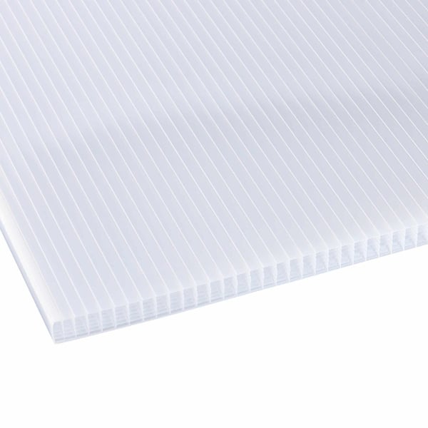 Polycarbonaat kanaalplaat 25 mm opaal wit, bovenaanzicht met zichtbare kamers