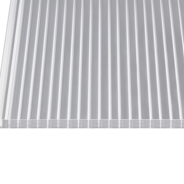Polycarbonaat lichtplaat 25 mm, helder, van bovenaf gezien met parallelle ribben