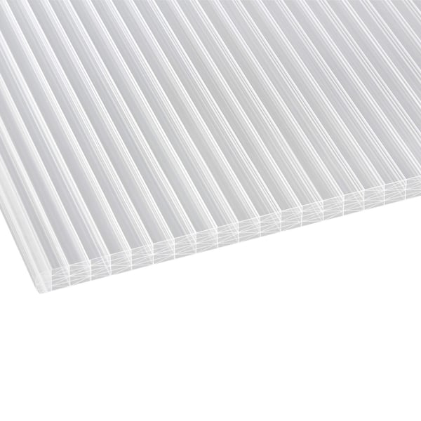 Helder polycarbonaat lichtplaat 25 mm, bovenaanzicht van de meerwandige structuur