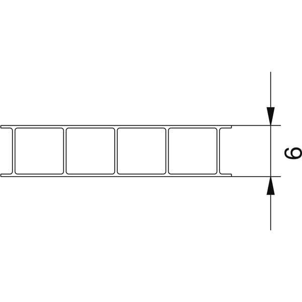 Technische tekening van 6 mm polycarbonaat dubbelwandige lichtplaat met diktemaat