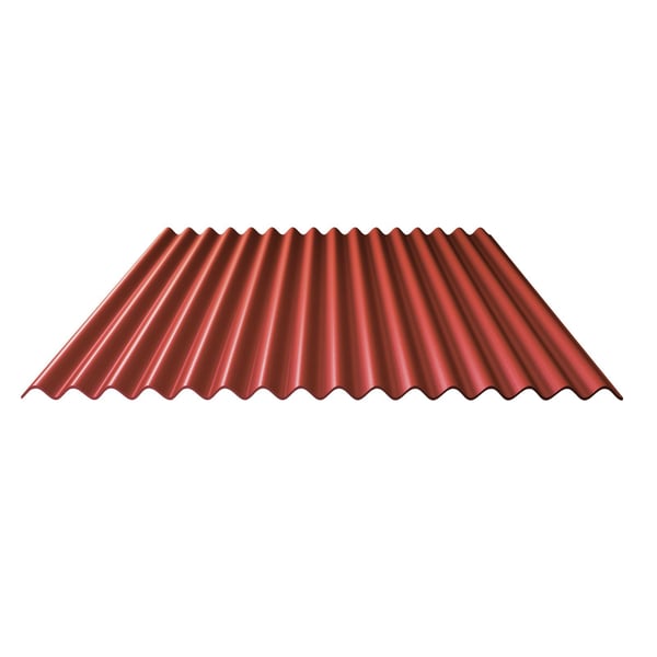 Polyester golfplaat terracotta 0,85 mm, bovenaanzicht van de golfstructuur