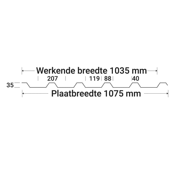 PVC damwandplaat | 207/35 | 1,50 mm | Helder, licht blauw getint | 2,50 m