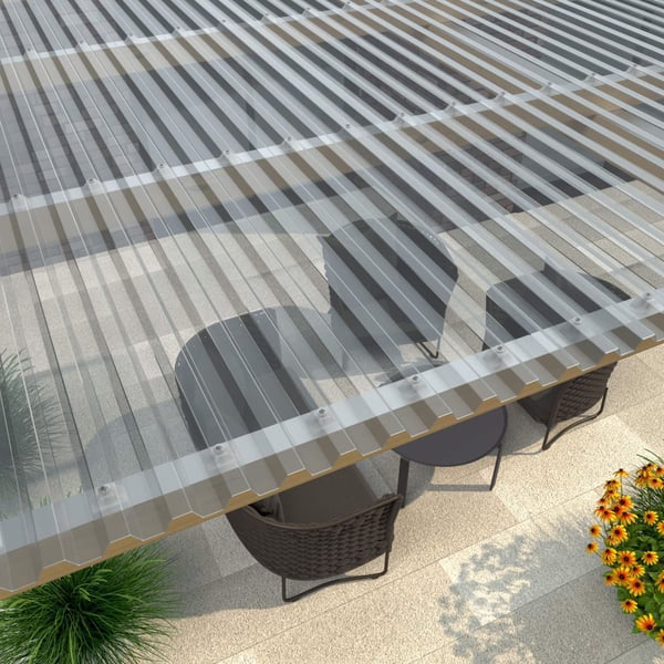 PVC damwandplaat | 70/18 | Voordeelpakket | 1,30 mm | Helder, licht blauw getint | Breedte 8,41 m | Lengte 3,00 m