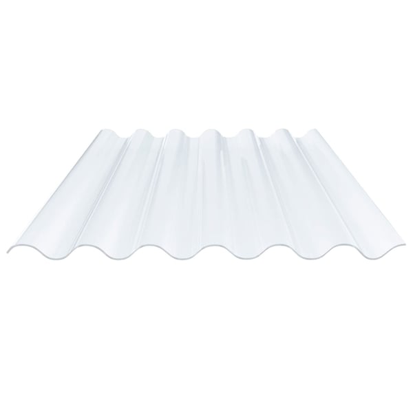 PVC golfplaat 177/51, 1,40 mm, lichtblauw getint, vrijstaand op witte achtergrond