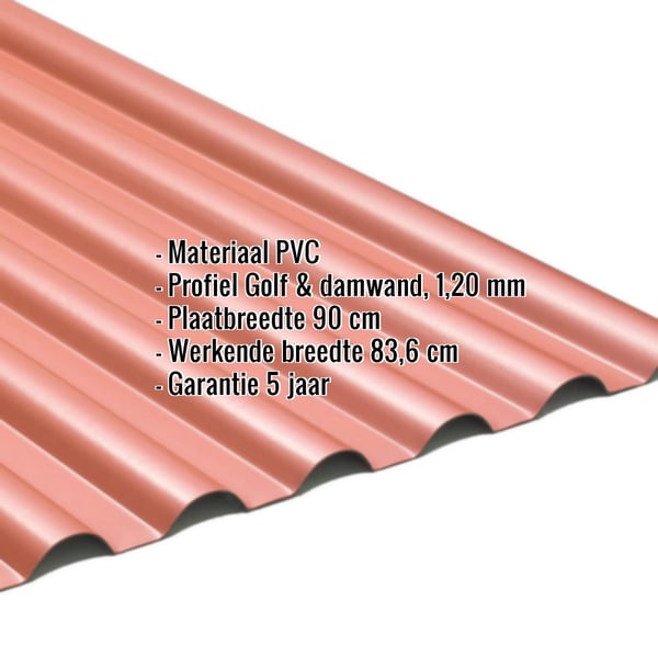 PVC profielplaat SINTRA 77/18 Rood-Metallic, 1,20 mm, met ingebedde productdetails