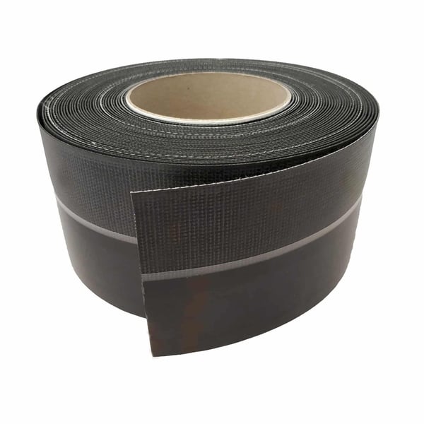 Randfixatiestrip EPDM zwart 1,50 mm, rol van voren met afgerold uiteinde