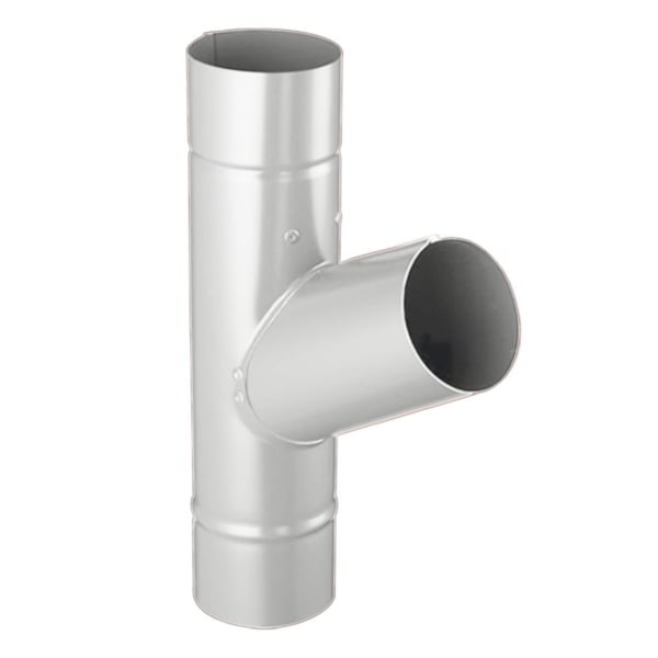 Afvoerbuis T-stuk 60 graden van staal in zilver-metallic (RAL 9006) met polyurethaan coating