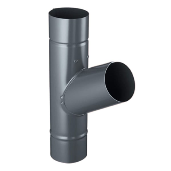 Regenpijpafvoer 60 graden van staal, antracietgrijs (RAL 7016) met polyurethaan coating